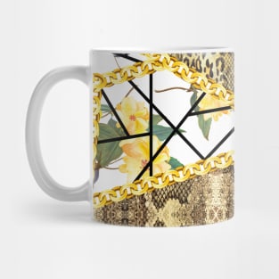 Animals skin texture with yellow flowers Mug